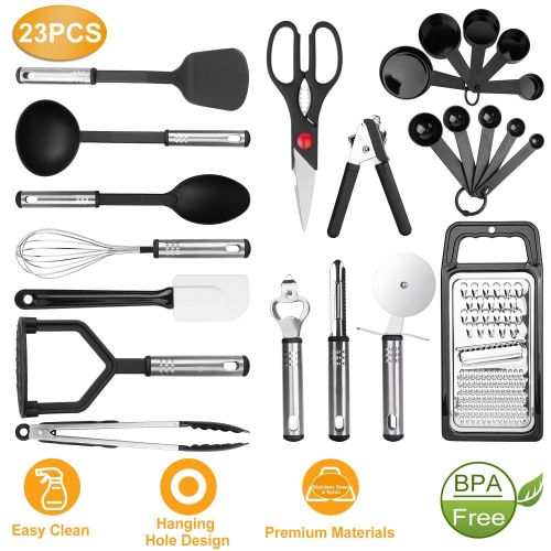 23Pcs Kitchen Utensil Set Stainless Steel Nylon Heat Resistant Cooking Utensil Tool Kit 23Pcs Kitchen Utensil Set Stainless Steel Nylon Heat Resistant Cooking Utensil Tool Kit