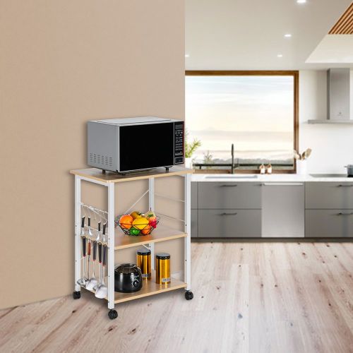 3-tier With 10 Hooks, 4 Wheels, X-reinforcement On The Back, Microwave Rack 3-tier With 10 Hooks, 4 Wheels, X-reinforcement On The Back, Microwave Rack